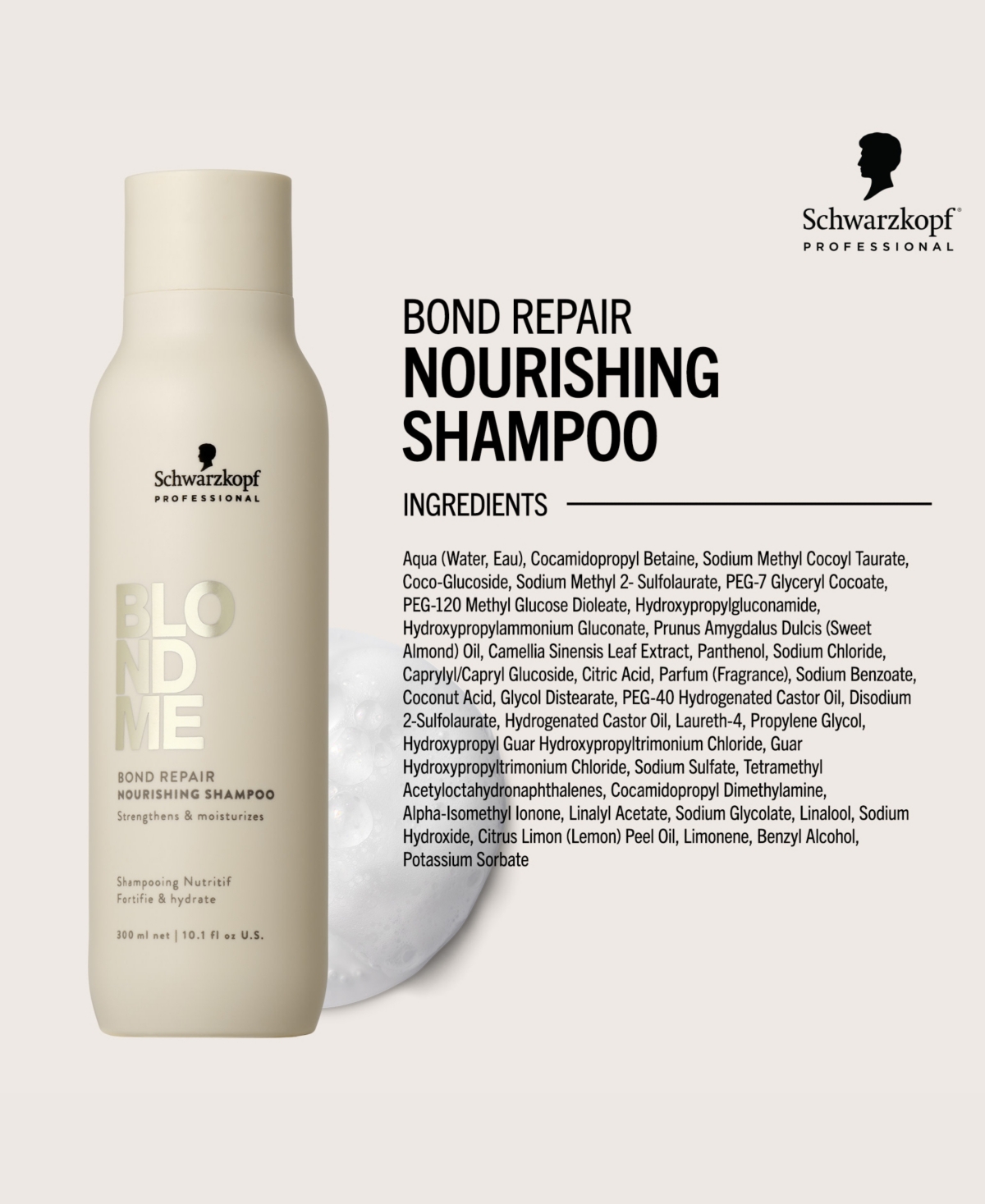 Schwarzkopf Blondme Bond Repair Nourishing Shampoo, 10.1 Oz. In Transparent