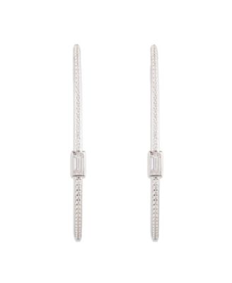 Cubic Zirconia Sterling Silver Patterned Hoop Earrings