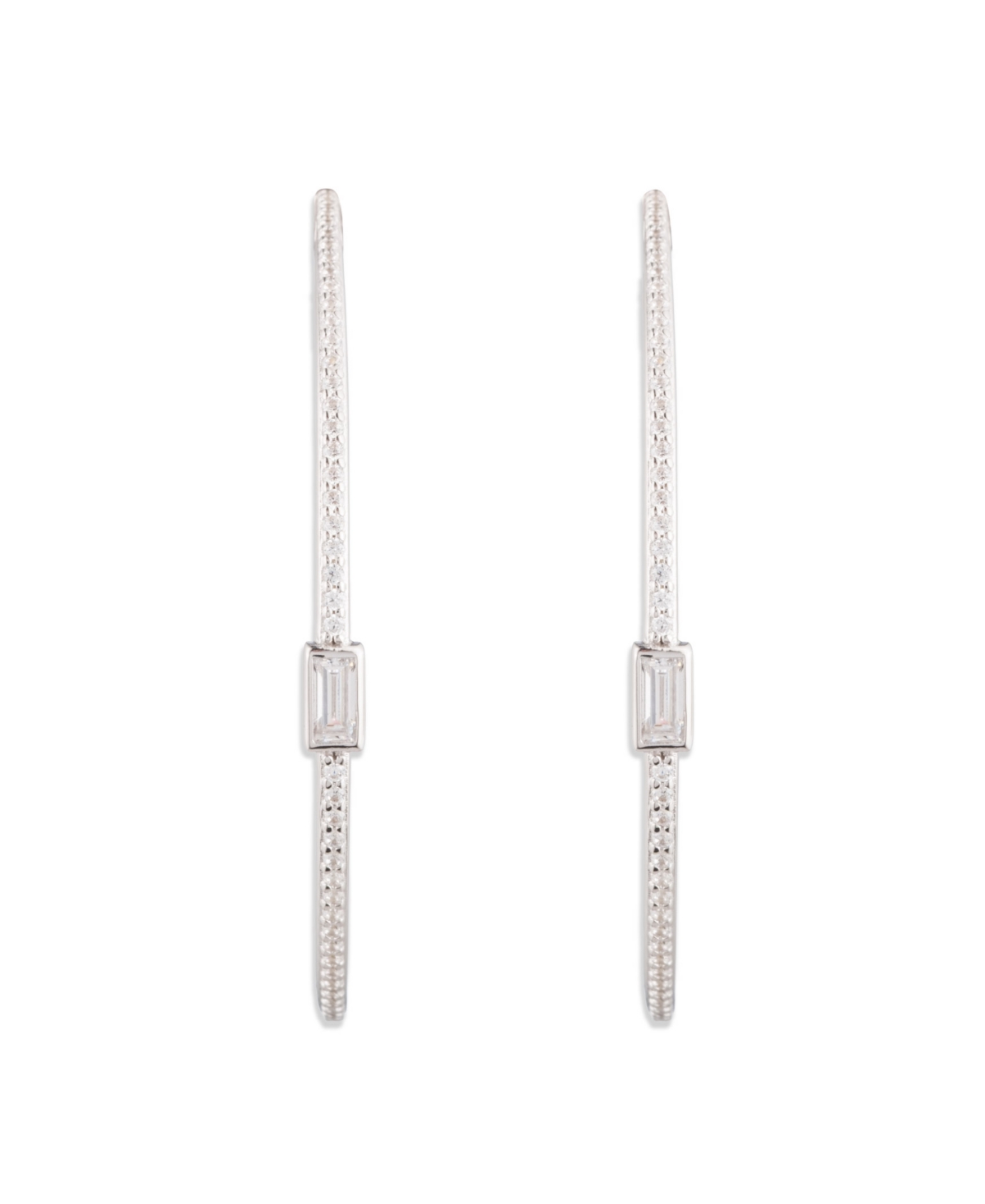Ralph Lauren Cubic Zirconia Sterling Silver Patterned Hoop Earrings In Brown