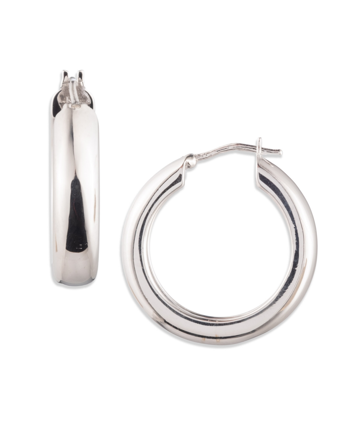 Ralph Lauren Sculptural Sterling Silver Hoop Earrings In Silver