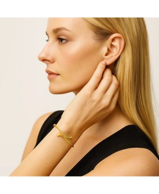 Isabella Gold Plated Teardrop Open Wrap Bangle Bracelet