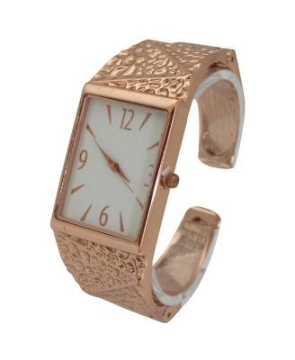 Rose Gold Textured Metallic Bangle Watch