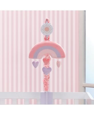 Rainbow Hearts Pink/Purple Musical Baby Crib Mobile Soother Toy