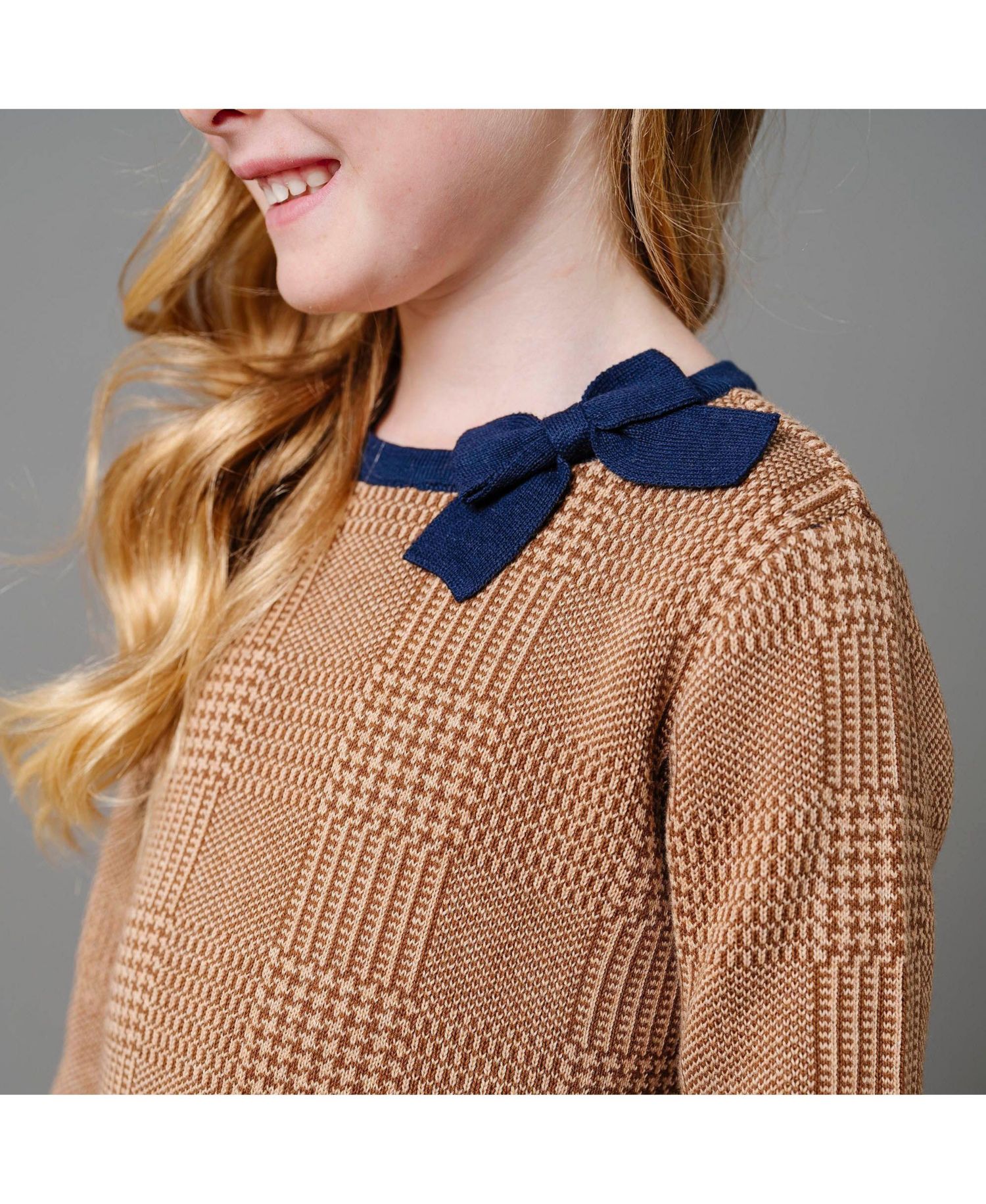 Baby Girls Hope and Henry Organic Long Sleeve Bow Detail Intarsia Sweater Dress
