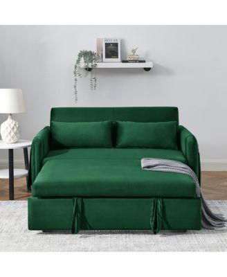 55" Velvet Sleeper Sofa with Pull-Out Bed, Reclining Backrest & Side Storage Pockets,Convertible Sofa Bed for Small Spaces-Maison Boucle