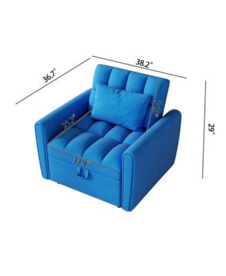 Velvet Sleeper Chair Bed, 3-Position Pull-Out Sofa with Adjustable Backrest, Large Single Convertible Armchair for Small Spaces-Maison Boucle