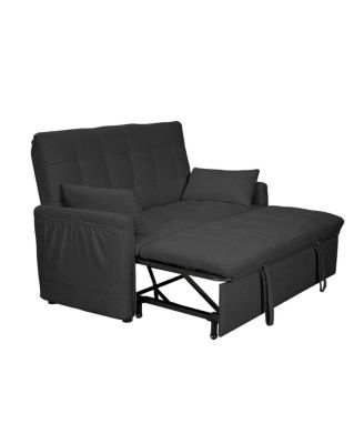   1 Pc   Linen Upholstered, Adjustable Backrest, Side Storage, Smooth Wheels  61", Pull-Out Sleeper   Convertible Sofa Bed