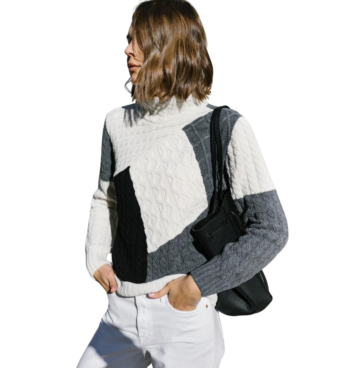 Labeca London Women's Victoria Monochrome Patchwork Cashmere-Blend Sweater