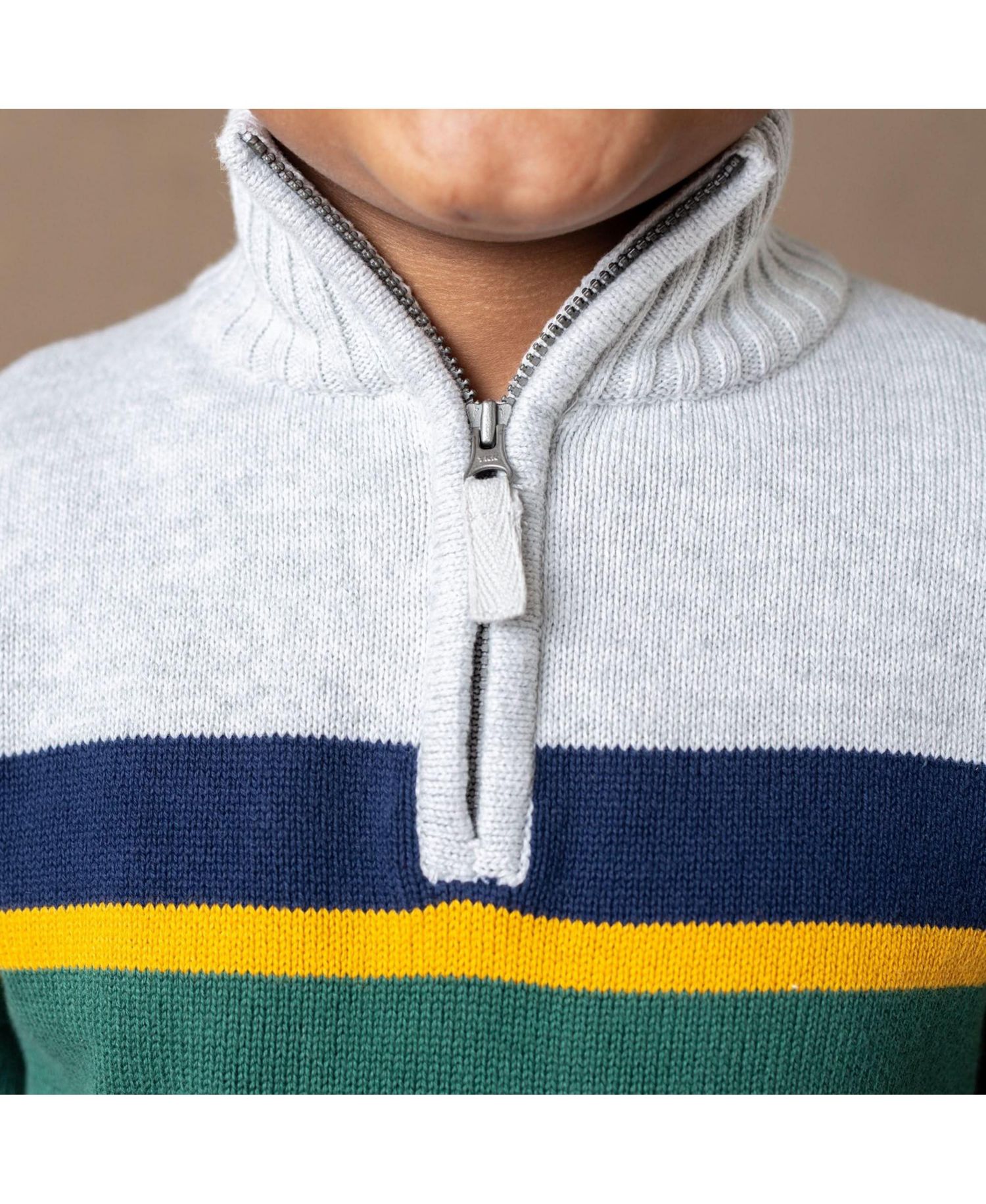 Baby Boys Hope and Henry Long Sleeve Half Zip Sweater with Engineered Stripe