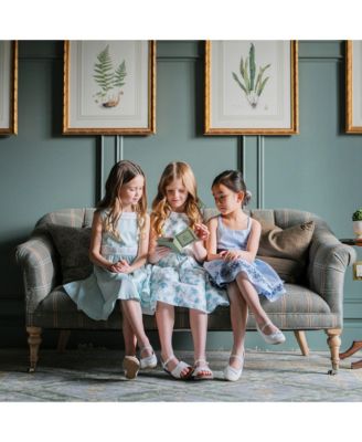 Baby Girls Heirloom Linen Sleeveless Peter Pan Collar Tea Dress with Waist Sash