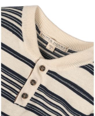 Boys Organic Long Sleeve Henley Pullover Sweater with Elbow Patches