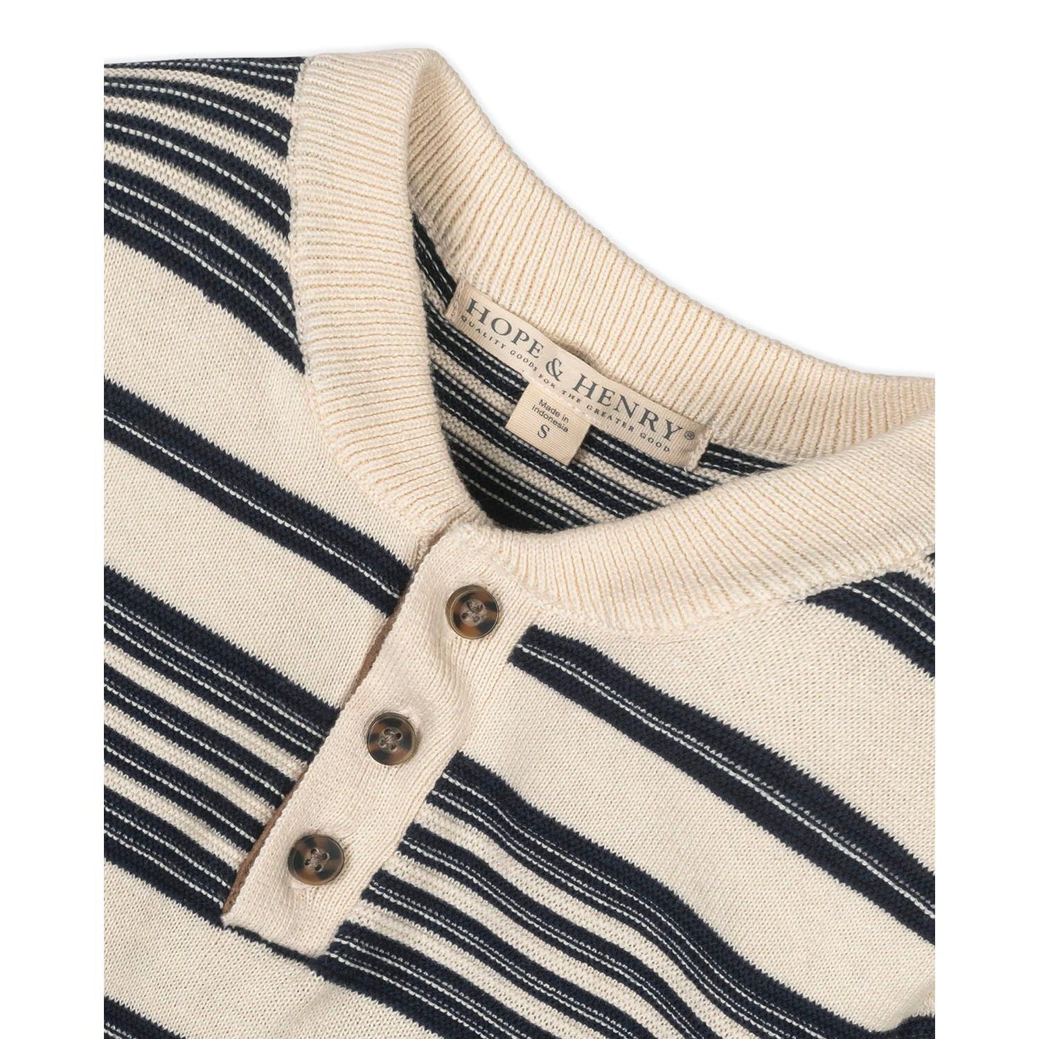 Hope and Henry Little and Big Boys' Organic Long Sleeve Henley Pullover Sweater with Elbow Patches