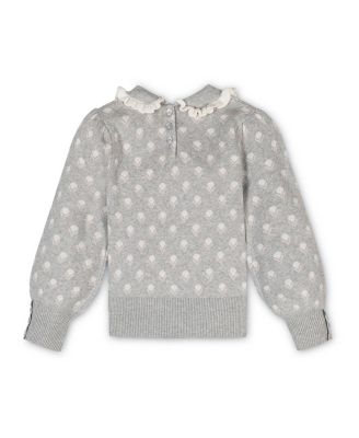 Little and Big Girls' Organic Long Sleeve Peter Pan Collar Sweater