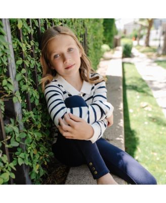 Baby Girls French Collared Keyhole Long Sleeve Sweater