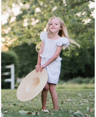 Little Girls Organic Puff Sleeve Smocked Romper