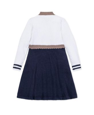 Little and Big Girls' Organic Mock Neck Henley Sweater Dress