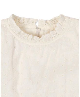 Little and Big Girls' Organic Flutter Sleeve Tiered Eyelet Dress