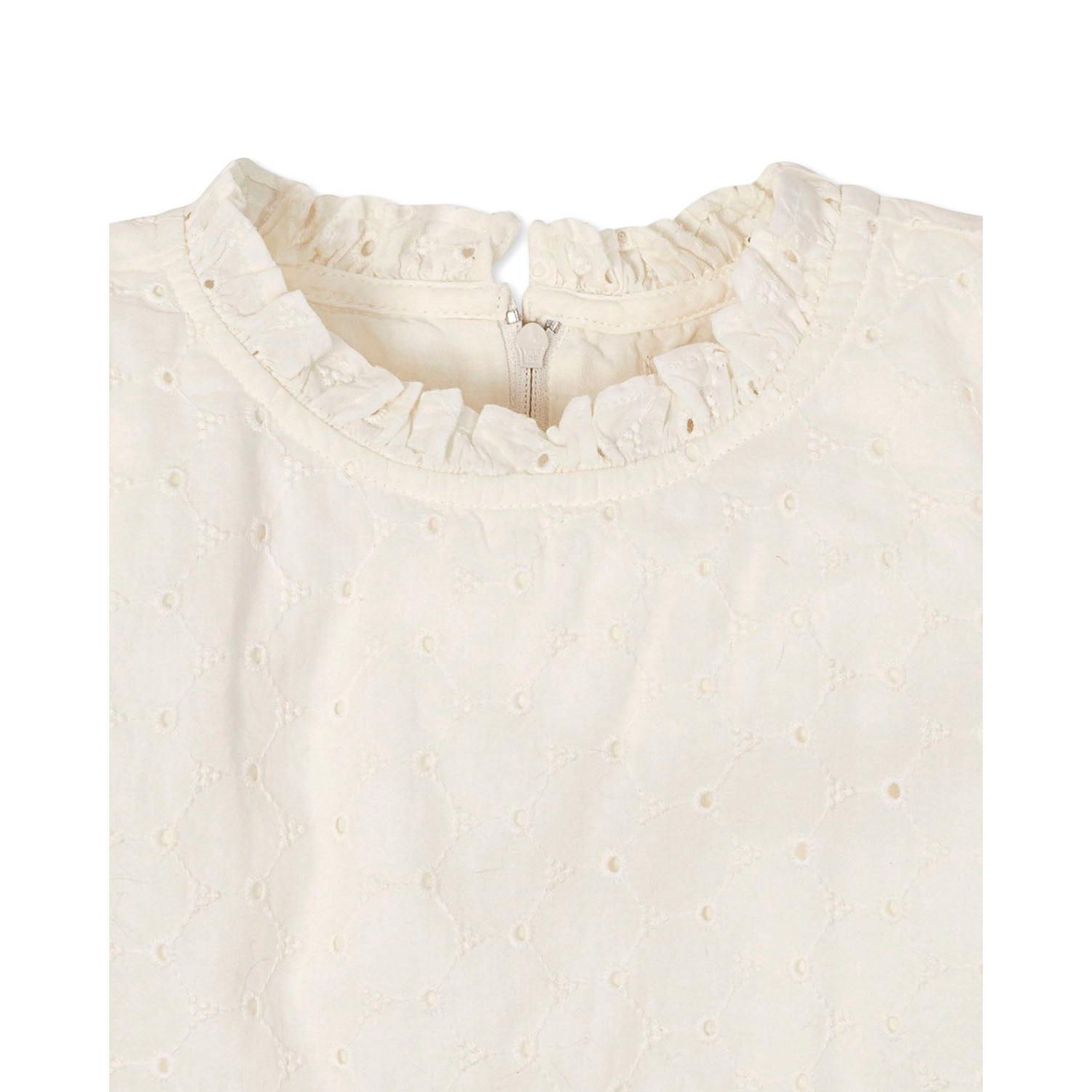 Toddler Girls Hope and Henry Organic Flutter Sleeve Tiered Eyelet Dress