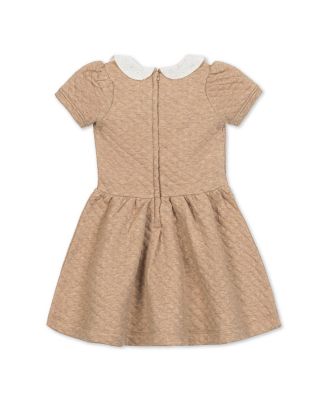 Little and Big Girls' Short Sleeve Quilted Dress with Eyelet Collar