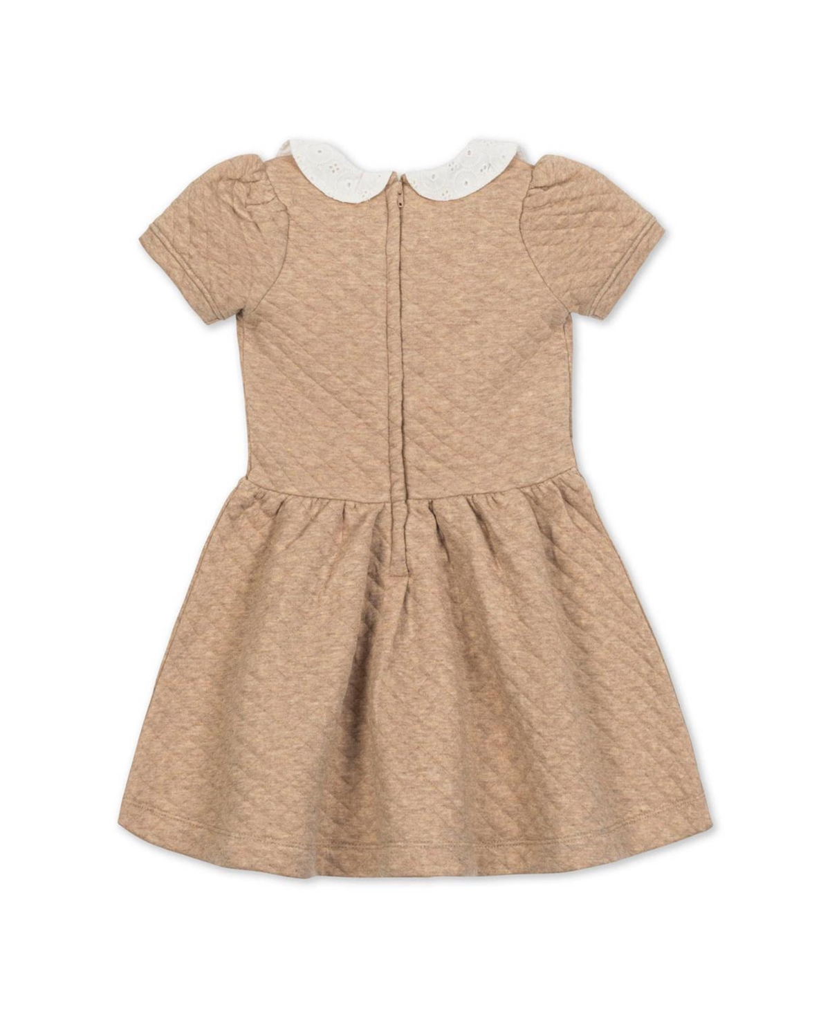 Hope & Henry Little and Big Girls' Short Sleeve Quilted Dress with Eyelet Collar