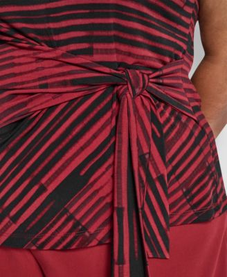 Plus Size Short Sleeve Waist Tie Top