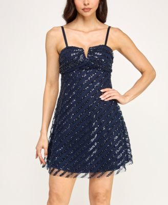 Violet Weekend - Juniors' Embellished A-Line Dress