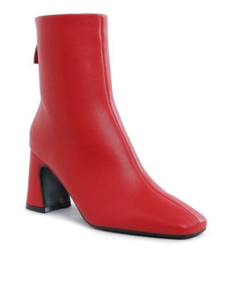 Womens Neapolitan Faux Leather Square Toe Ankle Boots