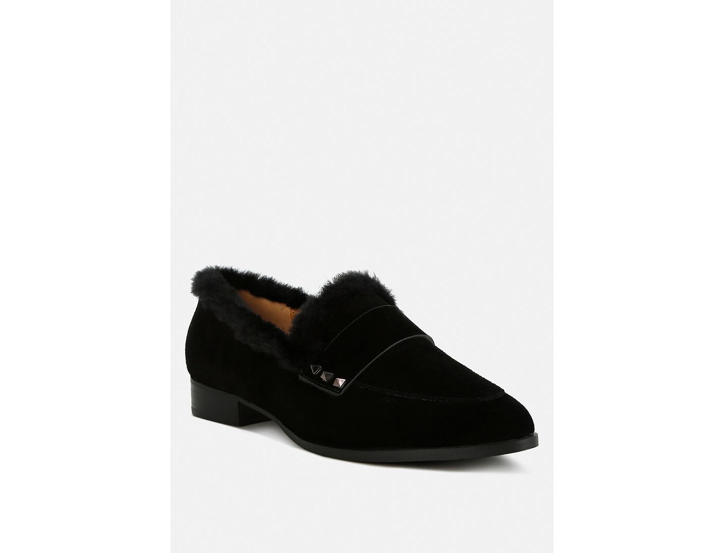 Женские туфли Rag & Co Allie Fur Trim Suede, цвет: Чёрный — фото 1