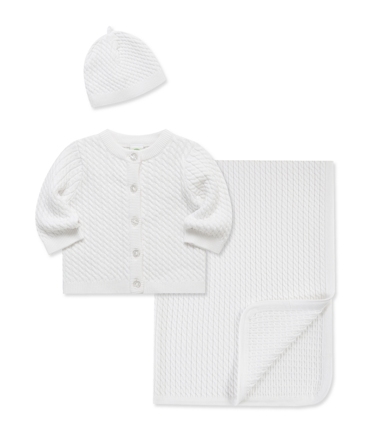Little Me Baby Boys And Girls 3-piece Cardigan, Blanket And Hat Gift Set In White