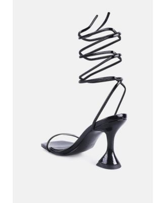 Womens Biten Berry Spool Heel Lace Up Sandals