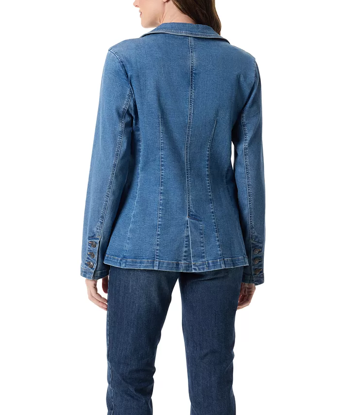 Women's Denim One-Button Blazer - thumbnail 6