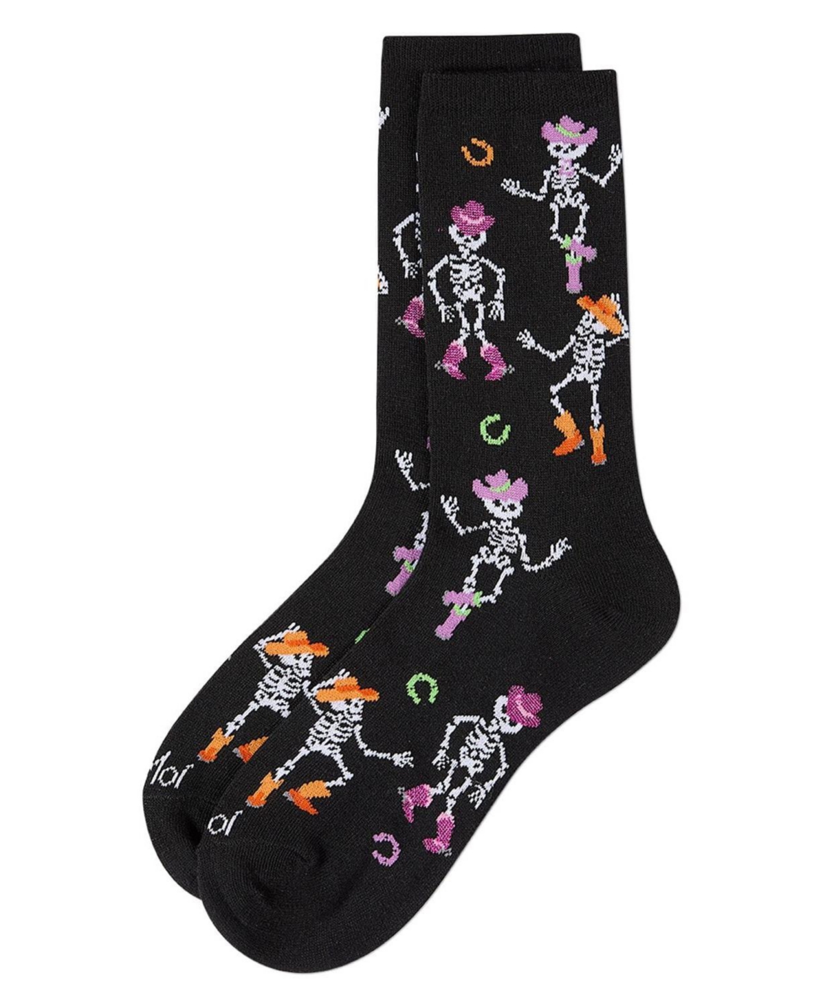MeMoi Women's "Howdy Skeletons" Halloween Holiday Novelty Crew Sock