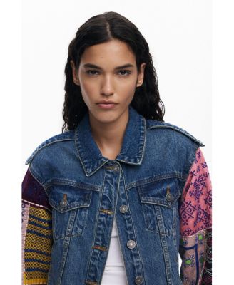 Women's Denim jacket with combined sleeves