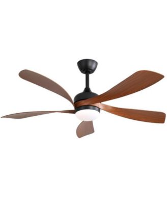 52 Inch 5 Blade ABS LED Ceiling Fan with Downrod and 6 Speed Adjustable Remote Control