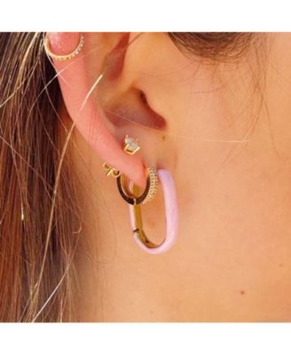 Oval Pink Enamel Hoops