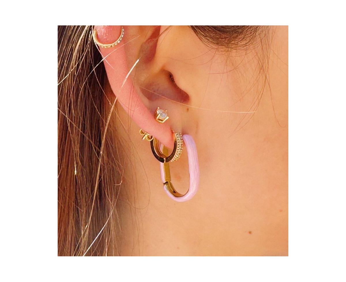 Oval Pink Enamel Hoops