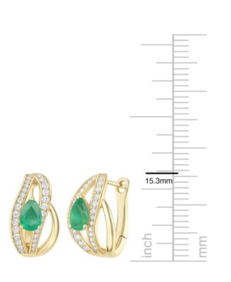 Emerald (5/8 ct. t.w.) and Diamond (1/3 ct. t.w.) Drop Earrings in 14k Gold (also in 14k White Gold Sapphire & 14k Gold Ruby)