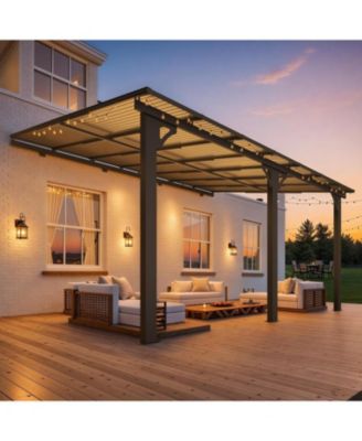 14'x10' Adjustable Height Wall Mounted Outdoor Gazebos Pergola