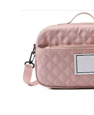 Three-dimensional Diamond Patterned Small Square Tote, Casual Commuting Shoulder Bag with Dry Wet Separation & Double-sided Pockets