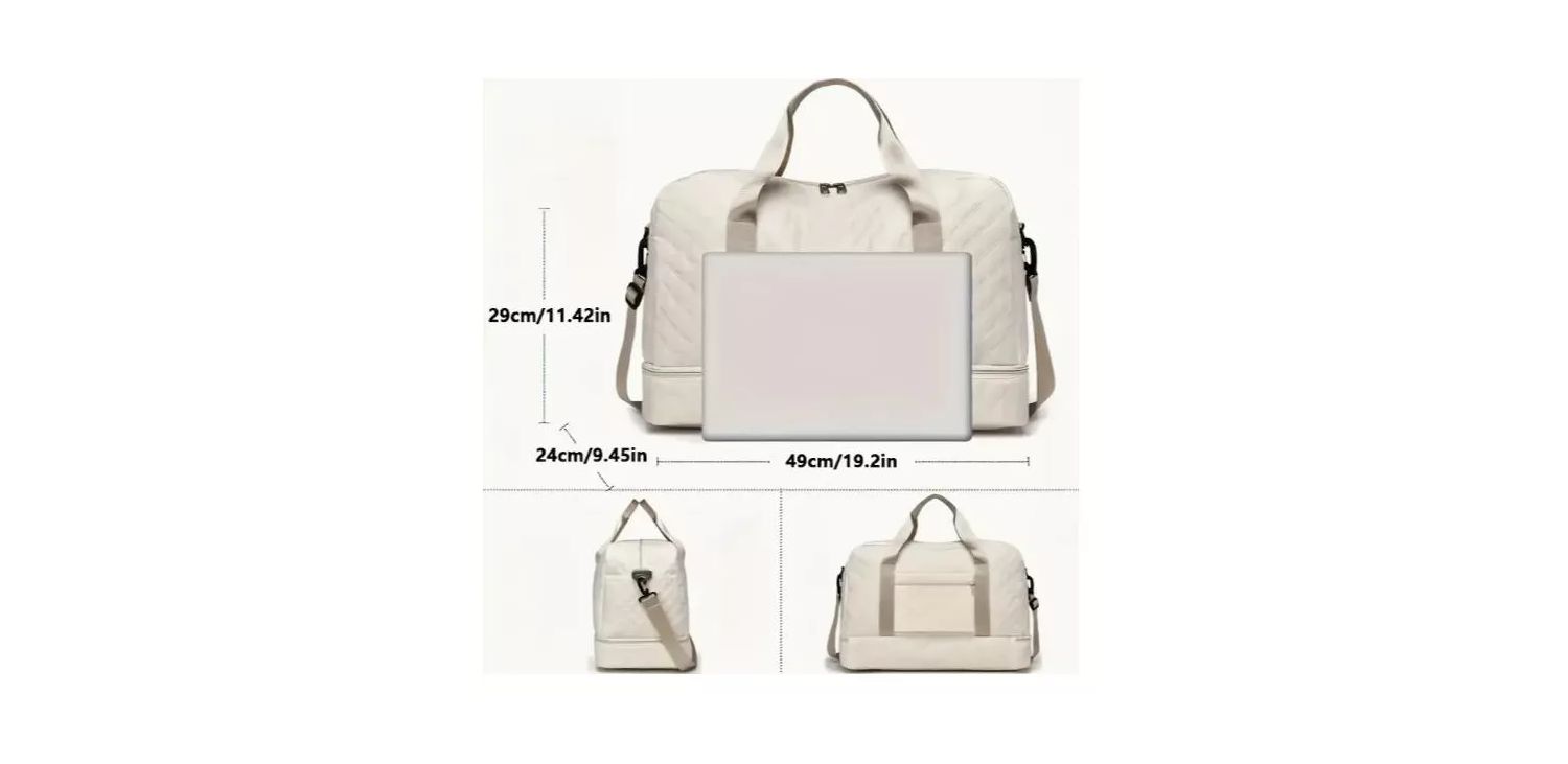 Three-dimensional Diamond Patterned Small Square Tote, Crossbody bag with Dry Wet Separation & Double-sided Pockets
