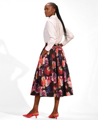 Women's A-Line Satin Midi Skirt