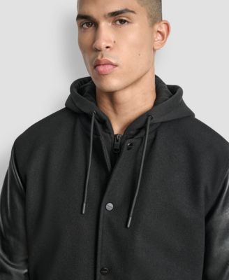 Men's Colorblocked Removable Hood Varsity Jacket