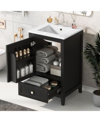 20" Bathroom Vanity with Sink, Soft Closing Door, Storage Rack and One Drawer, Bathroom Cabinet