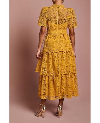 Women's Tiered Lace Midi Dress