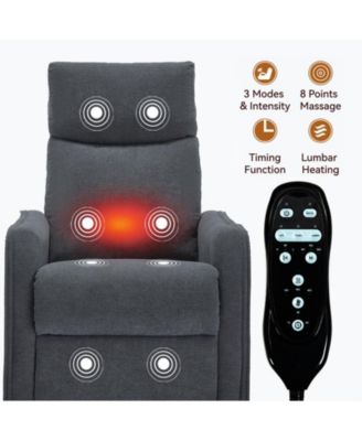 Heat Massage Manual Recliner Chair with Rocker and Swivel in Fabric for Living Room