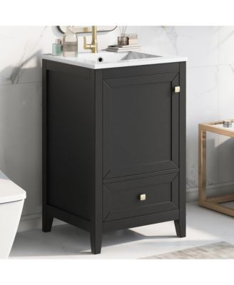 20" Bathroom Vanity with Sink, Soft Closing Door, Storage Rack and One Drawer, Bathroom Cabinet
