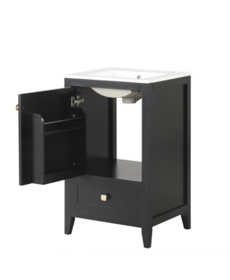 20" Bathroom Vanity with Sink, Soft Closing Door, Storage Rack and One Drawer, Bathroom Cabinet