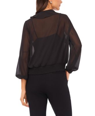 Women's Overlapping Long Sleeve Ruffle Top