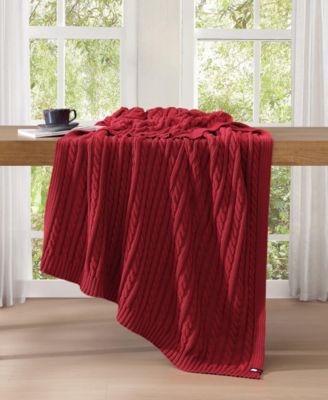 Solid Cotton Cable Knit Throw, 70" x 50"