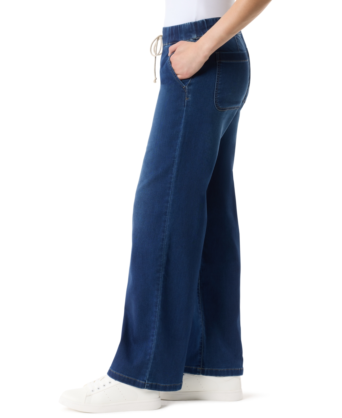 Gloria Vanderbilt Petite Knit Wide Leg Jeans In Blue